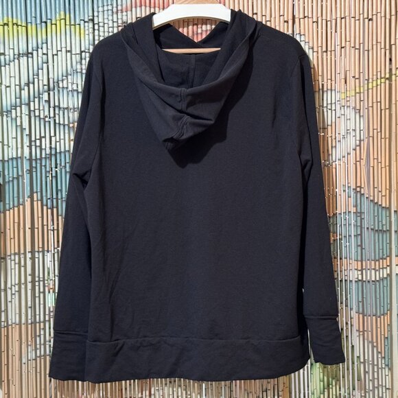 AnyBody French Terry Hooded Sweatshirt with Side Snaps, Black, XL - Picture 2 of 13